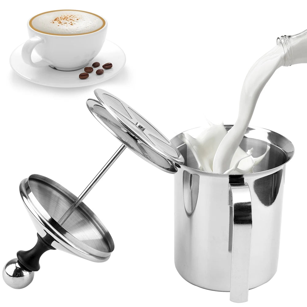 400/800ML Stainless Steel Coffee Foamer Double Mesh Milk Creamer Manual Milk Frother Coffee Mixer milk pitcher Kitchen Tools