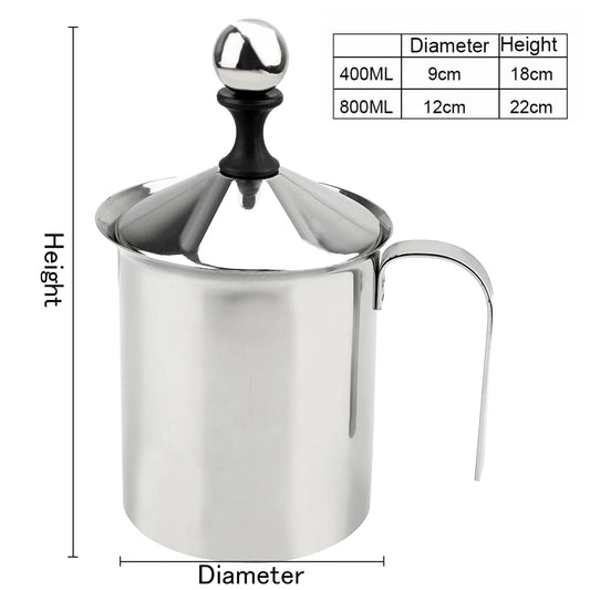 400/800ML Stainless Steel Coffee Foamer Double Mesh Milk Creamer Manual Milk Frother Coffee Mixer milk pitcher Kitchen Tools