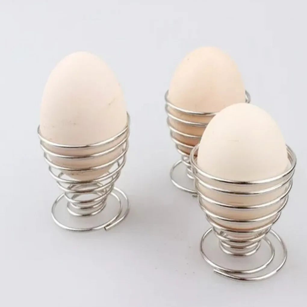 Stainelss Steel Spring Wire Tray Egg Cup Boiled Eggs Holder Stand Storage  Metal Egg Cup Spiral Spring Holder Kitchen Breakfast
