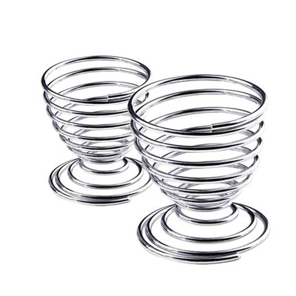 Stainelss Steel Spring Wire Tray Egg Cup Boiled Eggs Holder Stand Storage  Metal Egg Cup Spiral Spring Holder Kitchen Breakfast