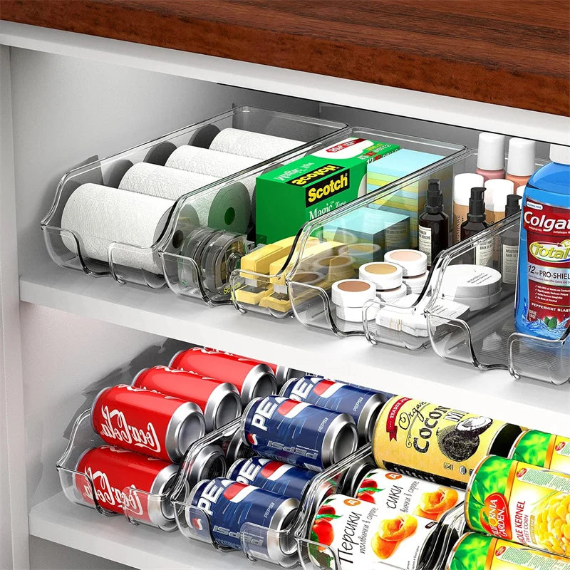 Kitchen Storage Cans Drink Dispenser Organizer Plastic Soda Pop Holder Container Storage Bin for Fridge Freezer Pantry Kitchen