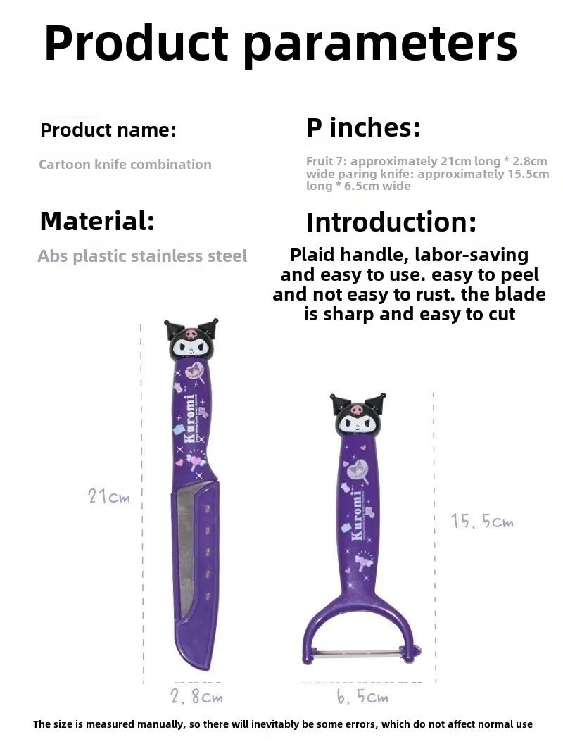Kawaii Sanrio cartoon Hello kittykuromiMy melody cute fruit knife paring knife set kitchen dormitory knife picnic portable gift