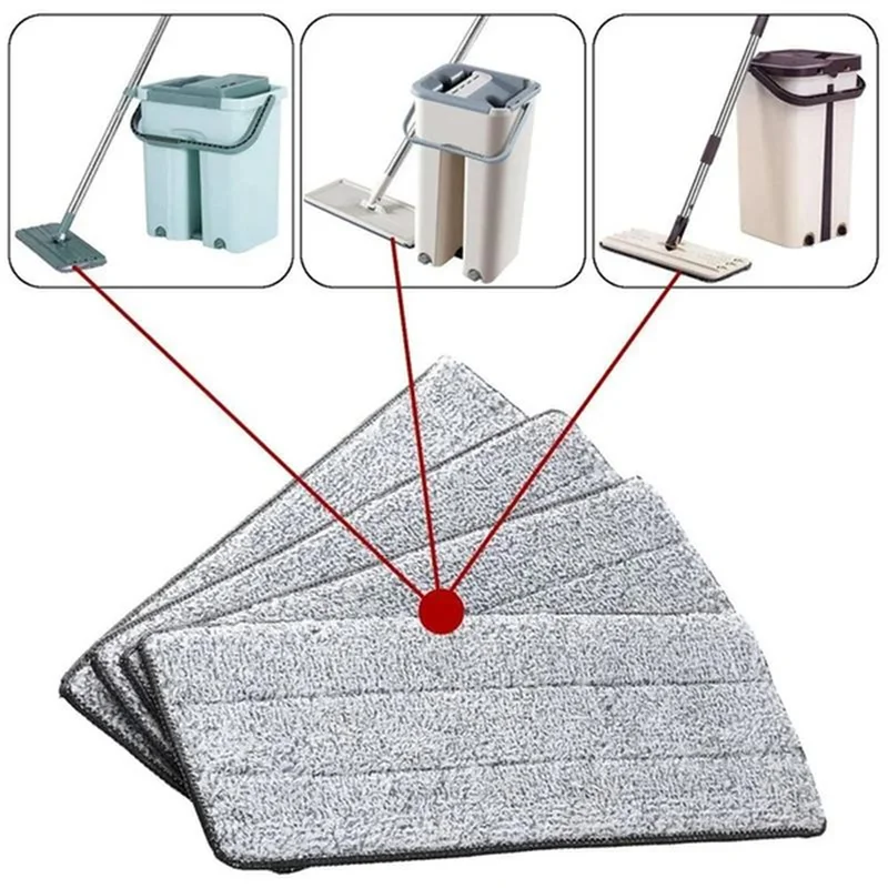 3-12pcs Microfiber Mop Pad Replacement Head Floor Cleaning Cloth Pads Flat Squeeze Hand Free Wringing Tools for Home, Kitchen