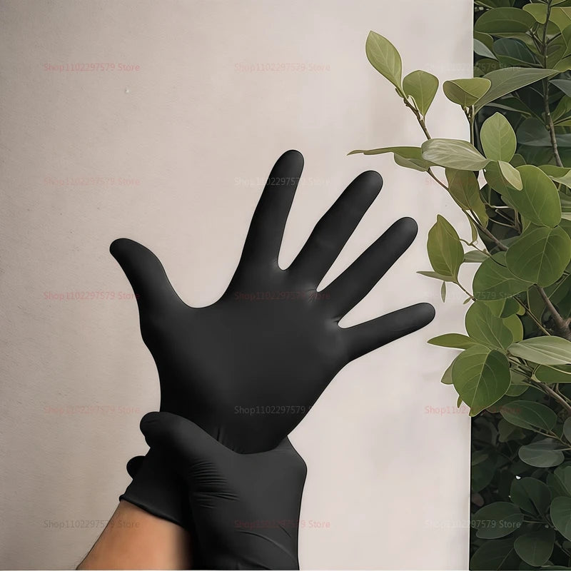 New 100PCS Black Nitrogen Glove Household Disposable Gloves Kitchen Cooking Food Cleaning Car Laundry Cleaning Waterproof Gloves