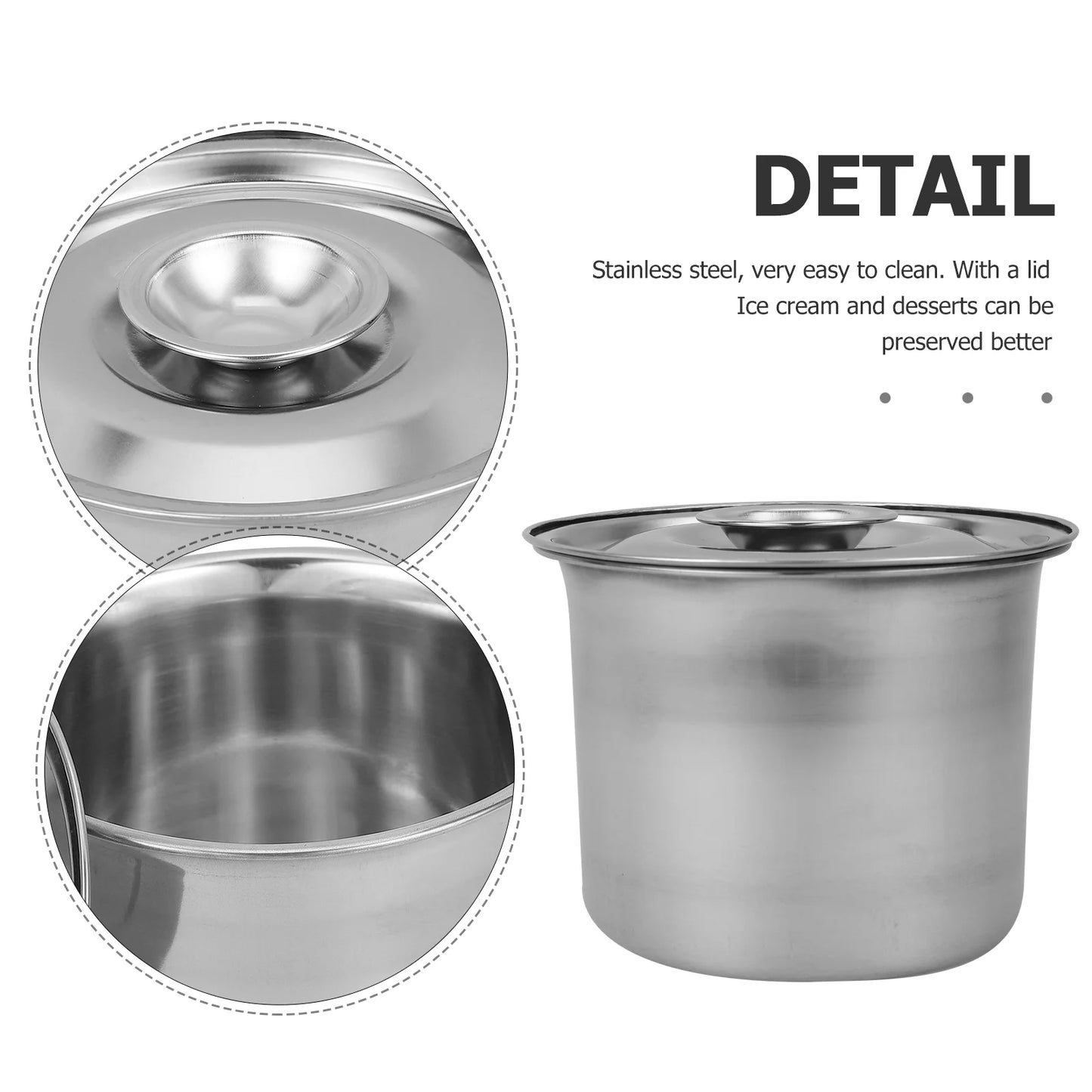 3Pcs Stainless Steel Ice Cream Container Reusable Dessert Storage Box Freezer Containers For Kitchen Supplies Ice Cream