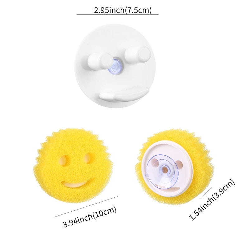 Smiling Sponge Brush Rack Suitable For Daddy Sponge Brush Suction Cup Holder Kitchen Sink Hanger Kitchen Storage Tools Supplies