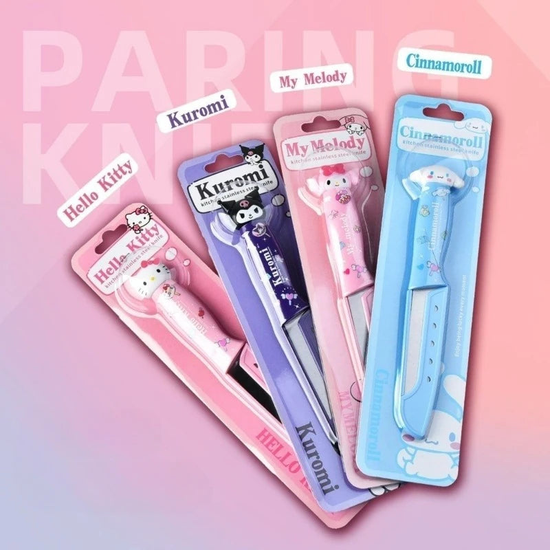 Kawaii Sanrio cartoon Hello kittykuromiMy melody cute fruit knife paring knife set kitchen dormitory knife picnic portable gift