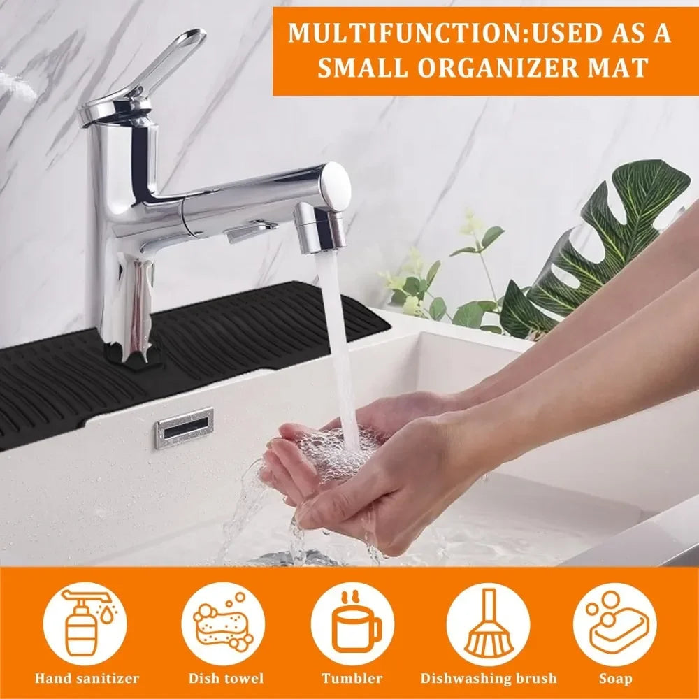 24/29.5inch Faucet Drain Pad Kitchen Household Anti-Splash Non-Slip Faucet Pad Dry Foldable Washing Countertop Soap Non-Slip Pad