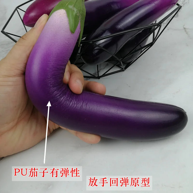 PU High Simulation Eggplant Model Artificial Decorations Eggplant Kitchen Decoration Props Foam Eggplant Artificial Vegetables