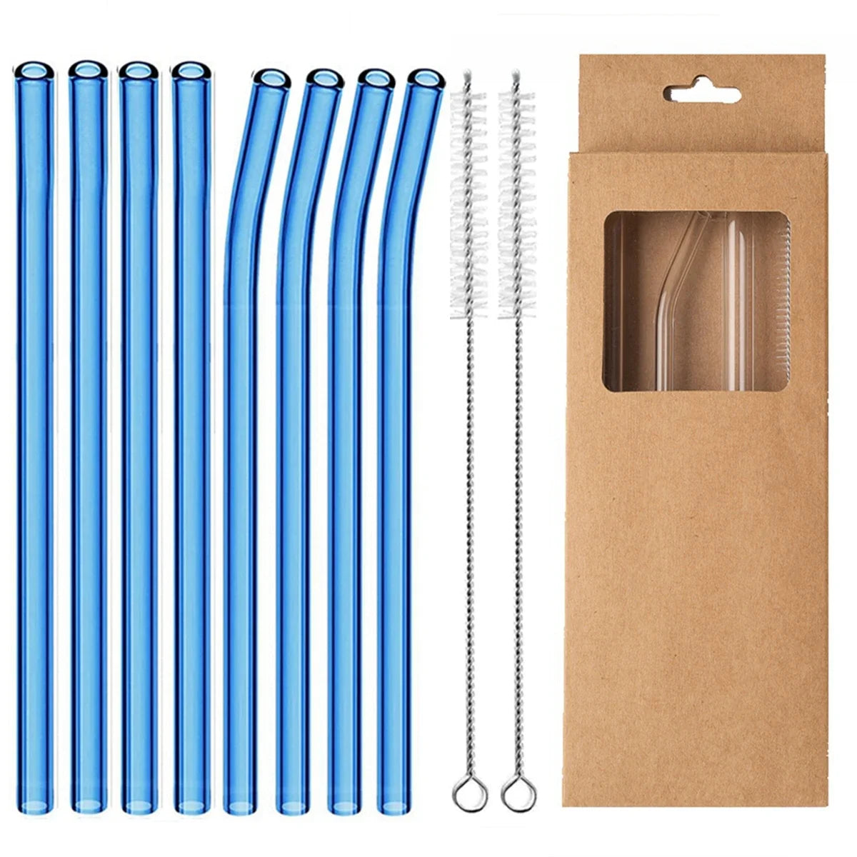 Glass Drinking Straws Kitchen Bar Reusable Drinking Straws Eco-friendly Glass Cocktail Straws for Juice Milk Coffee Bar Drinks