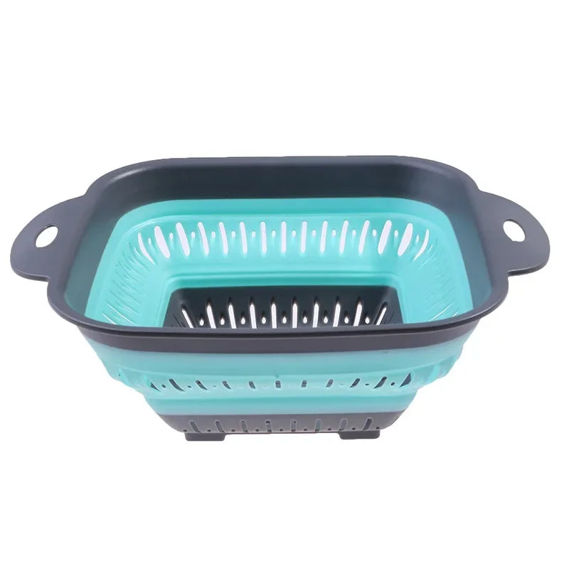 Folding Silicone Kitchen Storage Basket Multi-use Fruit Vegetable Drainer Foldable Kitchen Draining Organzier Kitchen Gadgets