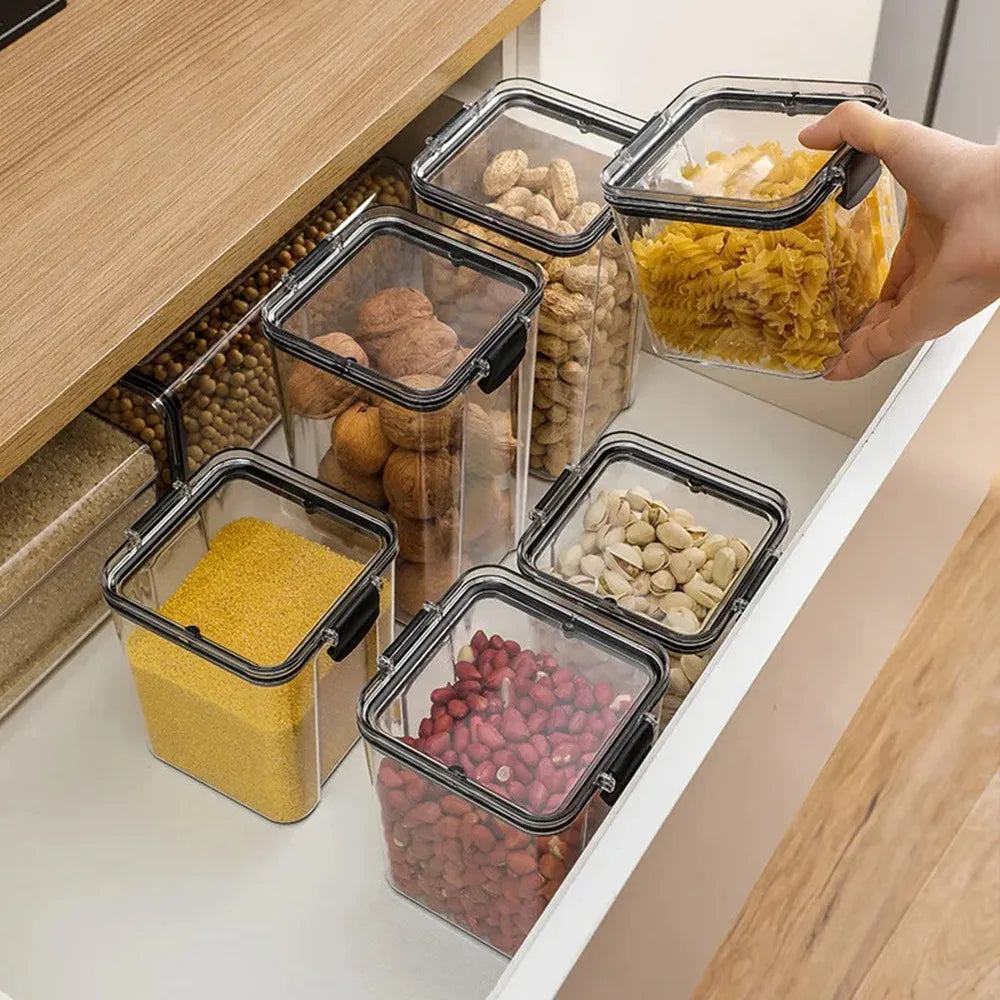 Food Storage Box Kitchen Containers Plastic Box Jars for Bulk Cereals Refrigerator Organizers for Pantry Organizer Jars With Lid