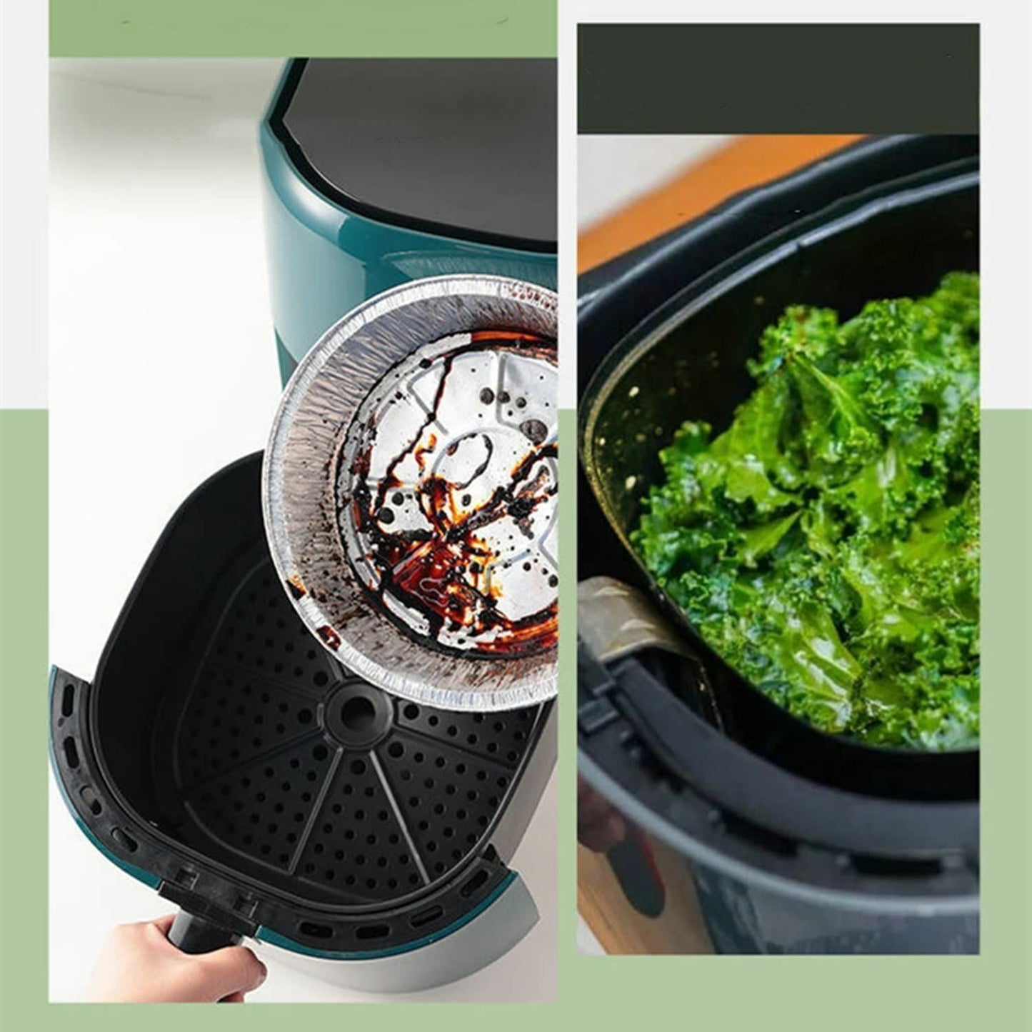10pcs Air Fryer Aluminium Foil Trays Round Containers Tin Box Disposable Steaming Basket Kitchen Baking Tool BBQ Drip Pan Tray