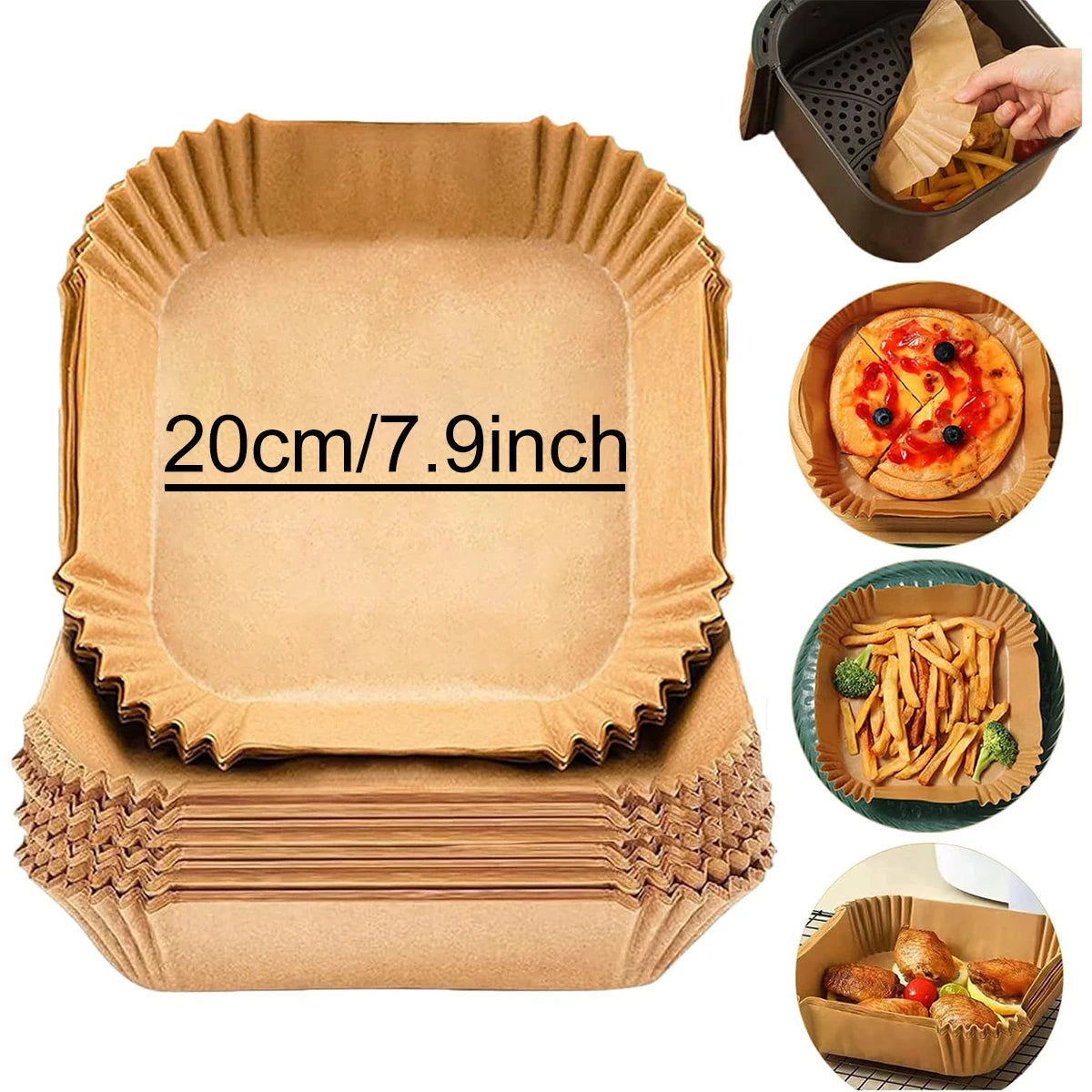 Rectangle Air Fryer Baking Paper Liners Non-stick Oven Airfryer Disposable Special Parchment Paper Plates Kitchen Cooking Tools