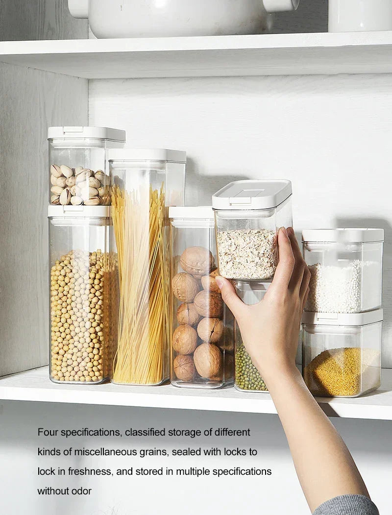 Pasta Storage Box Transparent Plastic Grain Seal Tank Spaghetti Storage Container Moisture-Proof Snack Jar Kitchen Food Tank