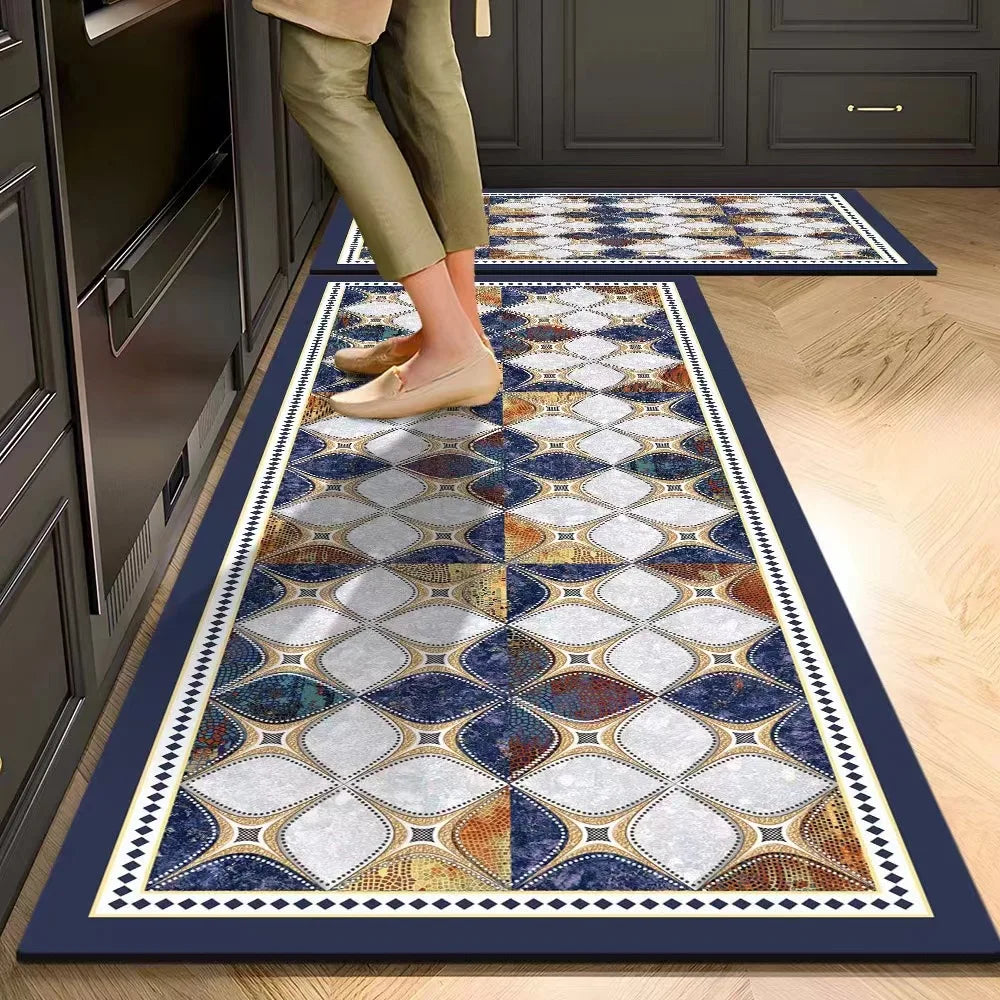 VIKAMA Kitchen Crystal Velvet Floor Mats, Water-Absorbing, Anti-Slip, Oil-Proof Carpets, Washable And No-Wash Home Decorations