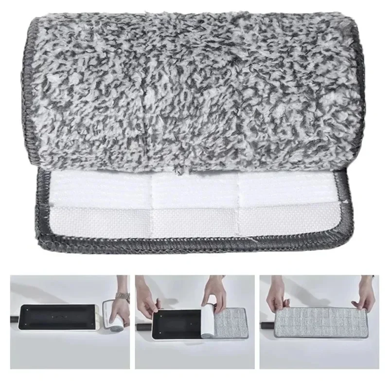 3-12pcs Microfiber Mop Pad Replacement Head Floor Cleaning Cloth Pads Flat Squeeze Hand Free Wringing Tools for Home, Kitchen