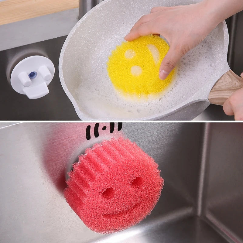 Smiling Sponge Brush Rack Suitable For Daddy Sponge Brush Suction Cup Holder Kitchen Sink Hanger Kitchen Storage Tools Supplies