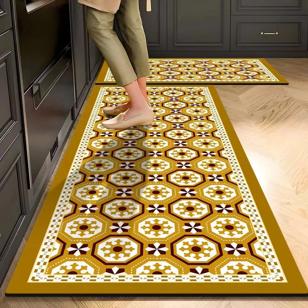 VIKAMA Kitchen Crystal Velvet Floor Mats, Water-Absorbing, Anti-Slip, Oil-Proof Carpets, Washable And No-Wash Home Decorations