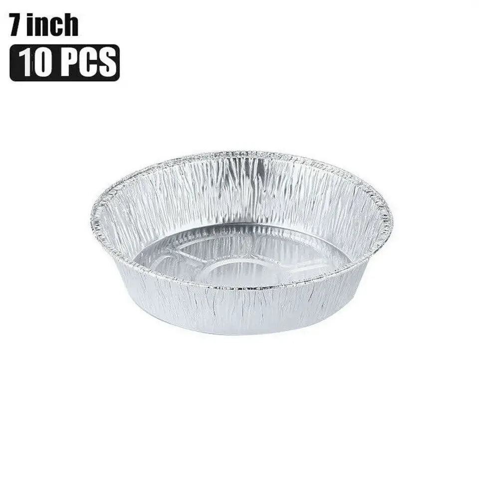 10pcs Air Fryer Aluminium Foil Trays Round Containers Tin Box Disposable Steaming Basket Kitchen Baking Tool BBQ Drip Pan Tray