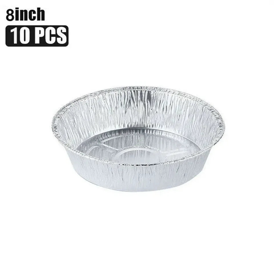 10pcs Air Fryer Aluminium Foil Trays Round Containers Tin Box Disposable Steaming Basket Kitchen Baking Tool BBQ Drip Pan Tray