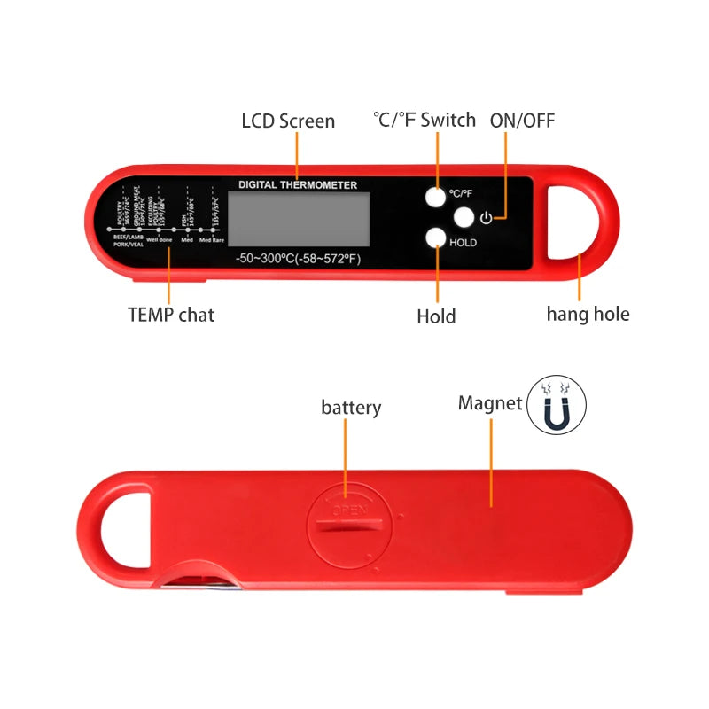 Meat Thermometer Digital - Instant Read Food Thermometer for Cooking Grilling Air Fryer Griddle Probe Kitchen Gadgets Essentials