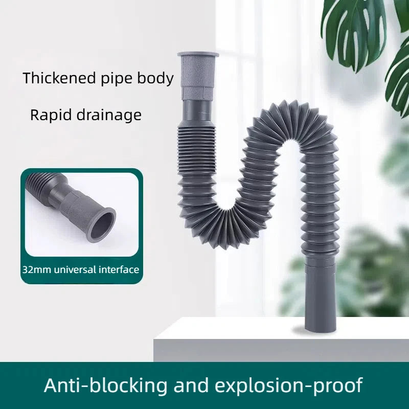 Universal kitchen sink drain hose, thickened, durable, odorless and retractable, suitable for bathroom and kitchen accessories