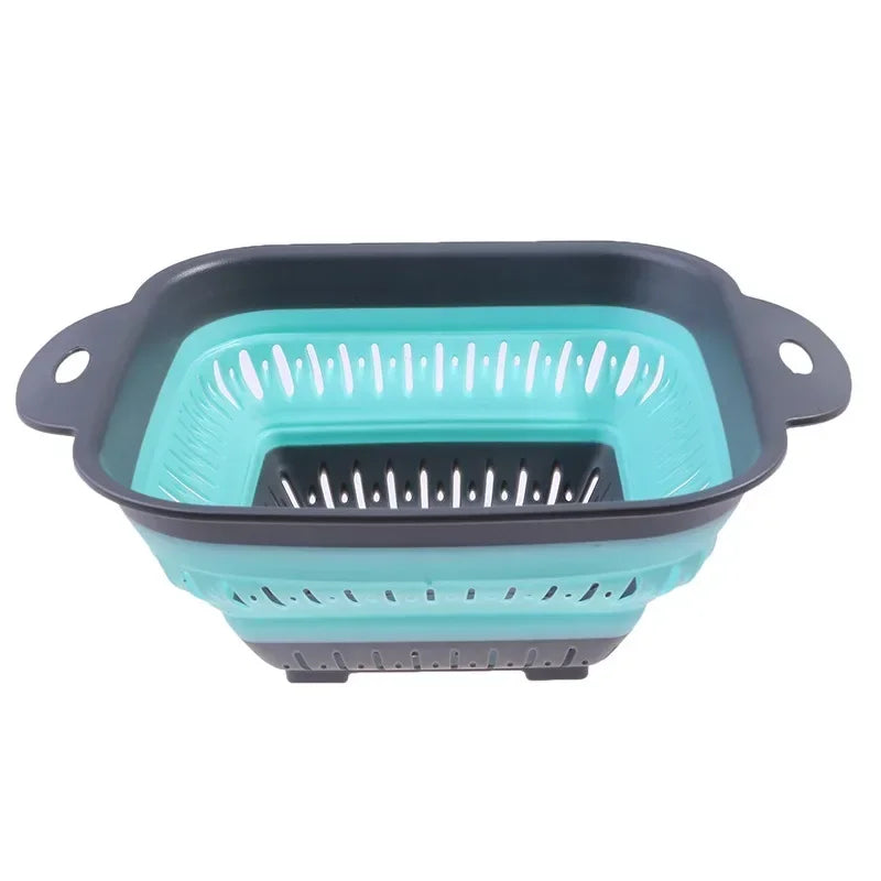 Folding Silicone Kitchen Storage Basket Multi-use Fruit Vegetable Drainer Foldable Kitchen Draining Organzier Kitchen Gadgets