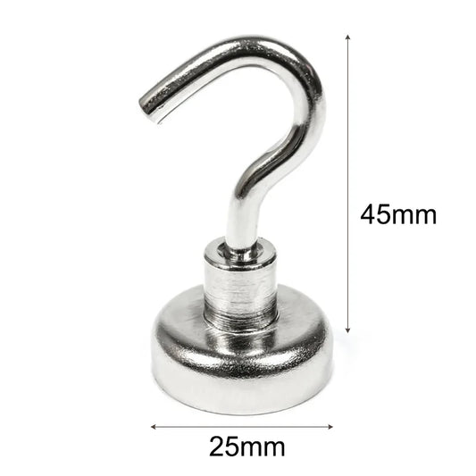 1~4pcs Strong 25mm Magnetic Hook Round Neodymium Magnet Base Powerful Refrigerator Magnet for Traceless Hanging Kitchen Organize
