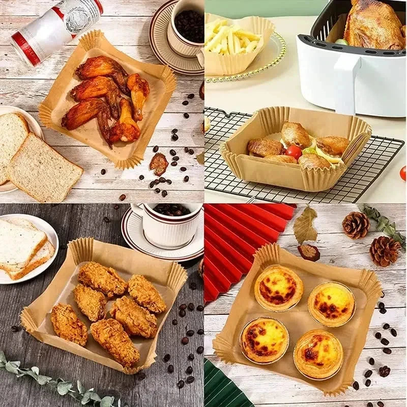 Rectangle Air Fryer Baking Paper Liners Non-stick Oven Airfryer Disposable Special Parchment Paper Plates Kitchen Cooking Tools