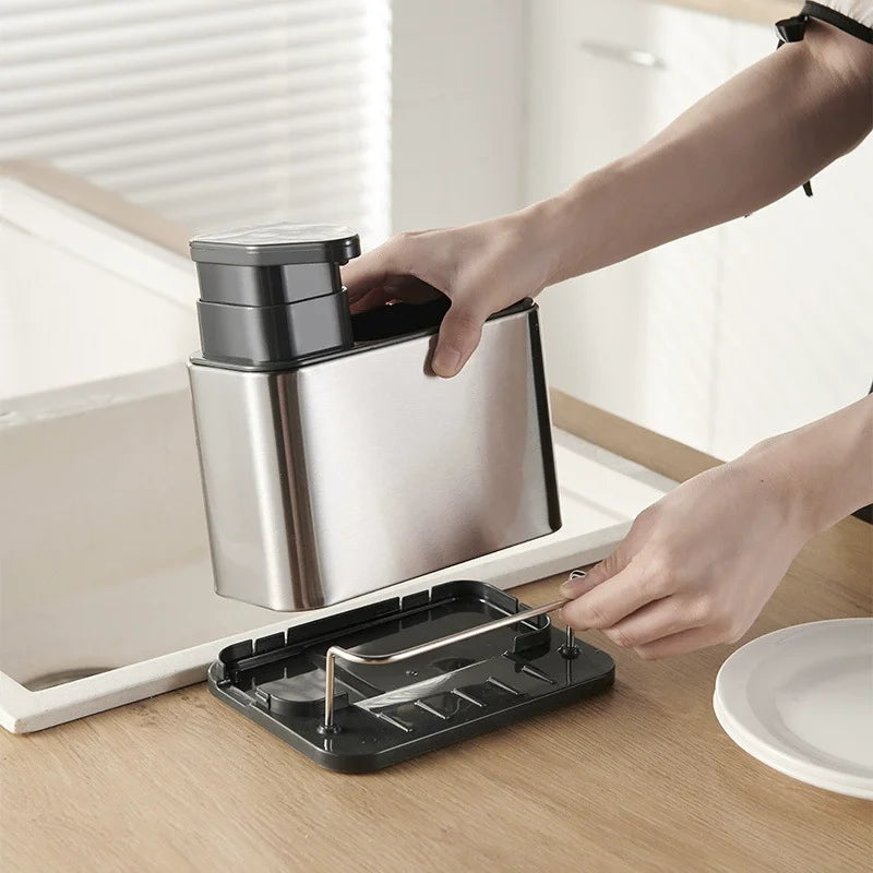 1pc Multi-Function Kitchen Sink Sponge Holder with Detergent Soap Dispenser Hand Soap Bottle with Storage Rack Storage Slot