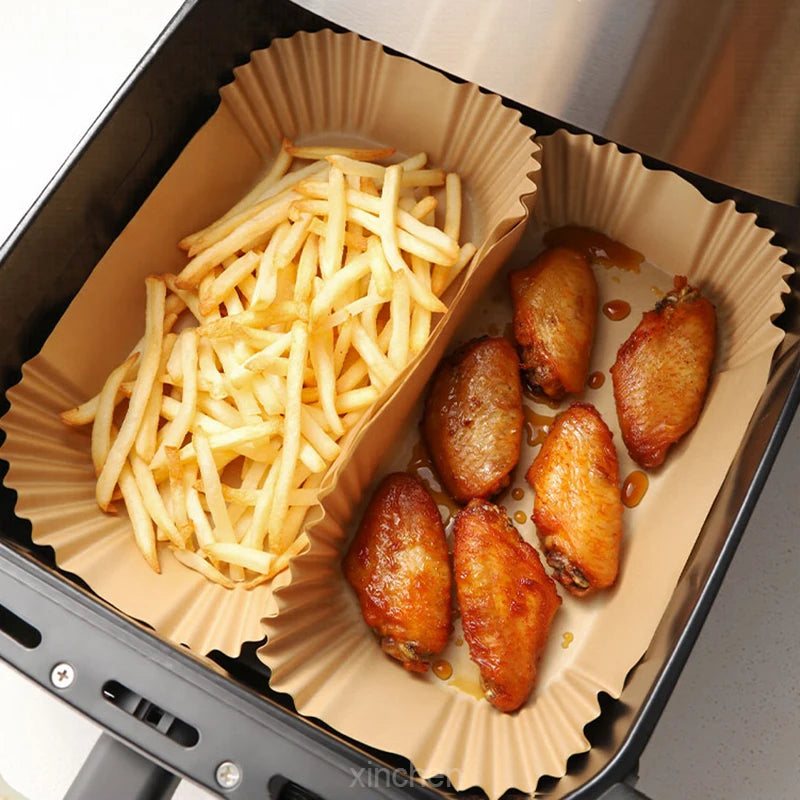 Rectangle Air Fryer Baking Paper Liners Non-stick Oven Airfryer Disposable Special Parchment Paper Plates Kitchen Cooking Tools