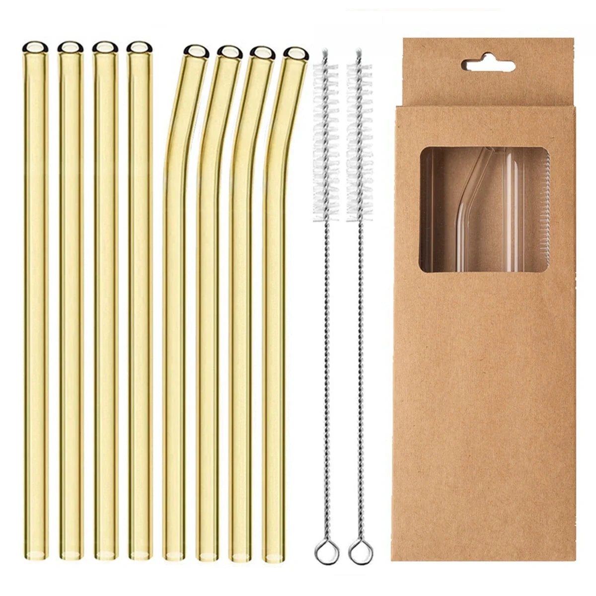 Glass Drinking Straws Kitchen Bar Reusable Drinking Straws Eco-friendly Glass Cocktail Straws for Juice Milk Coffee Bar Drinks