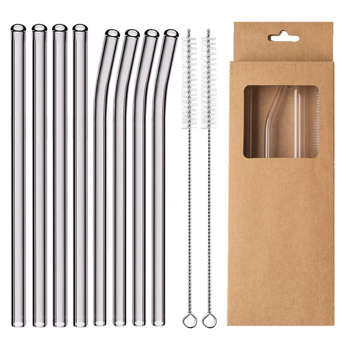 Glass Drinking Straws Kitchen Bar Reusable Drinking Straws Eco-friendly Glass Cocktail Straws for Juice Milk Coffee Bar Drinks