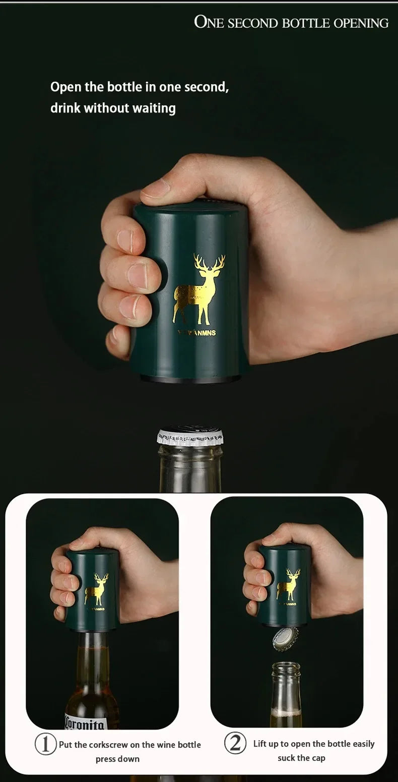 Creative Magnetic Automatic Beer Bottle Opener Kitchen Press Lid Stainless Steel Bottle Opener Tools Portable Bar Gadgets