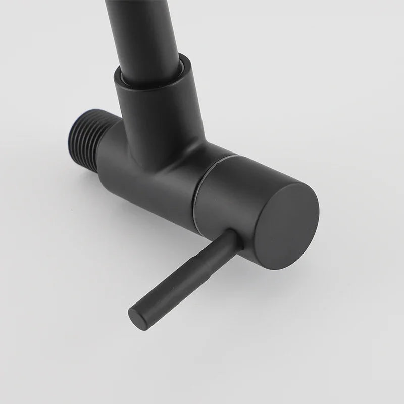 Kitchen Faucet Plastic Steel Sink Faucet Black Single Cold Water Tap Wall Mounted G1/2Inch Kitchen Sink Faucet