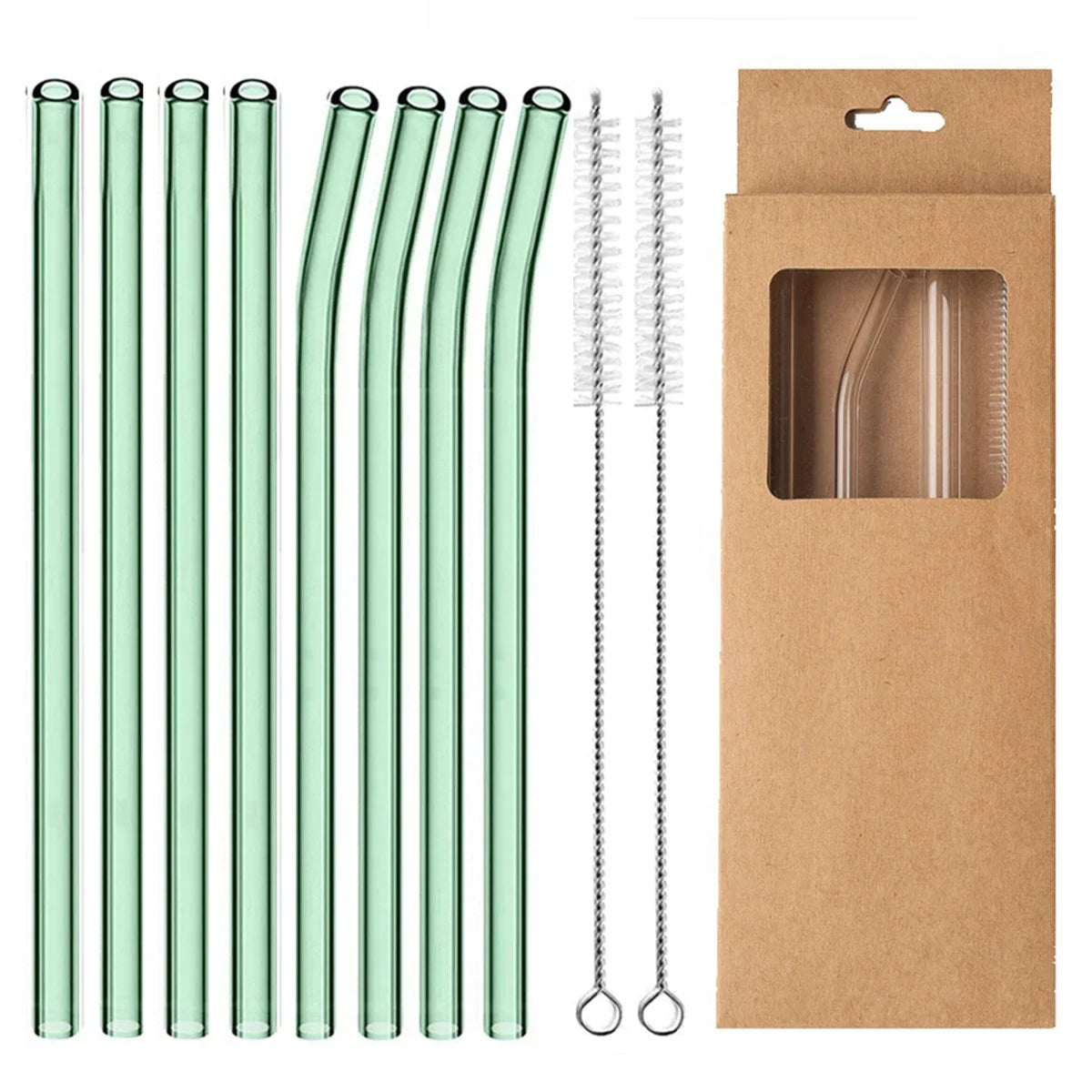 Glass Drinking Straws Kitchen Bar Reusable Drinking Straws Eco-friendly Glass Cocktail Straws for Juice Milk Coffee Bar Drinks