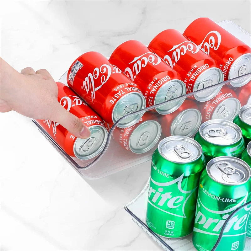Kitchen Storage Cans Drink Dispenser Organizer Plastic Soda Pop Holder Container Storage Bin for Fridge Freezer Pantry Kitchen