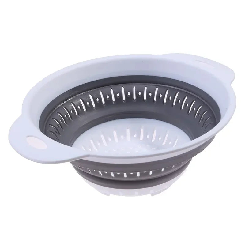 Folding Silicone Kitchen Storage Basket Multi-use Fruit Vegetable Drainer Foldable Kitchen Draining Organzier Kitchen Gadgets