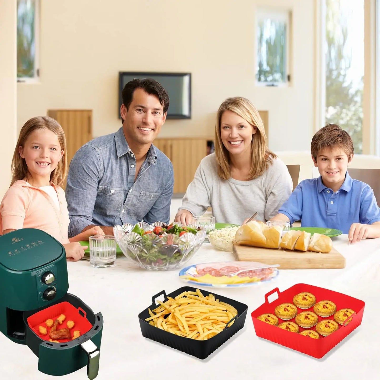 Air Fryer Silicone Liner Reusable Square Air Fryer Easy To Clean Oven Tray Heat Resistant Food Baking Kitchen Accessories