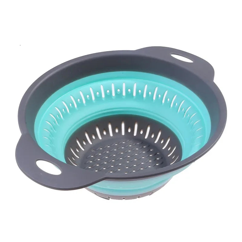 Folding Silicone Kitchen Storage Basket Multi-use Fruit Vegetable Drainer Foldable Kitchen Draining Organzier Kitchen Gadgets