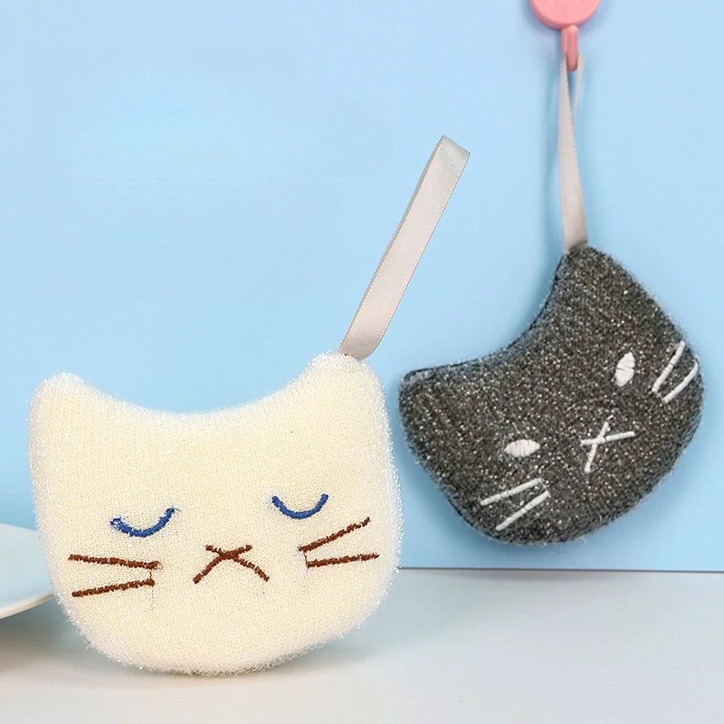 Cartoon Sponge Dish Cloths 4Pcs/Set Cleansing Sponge Kitchen Cleaning Tools Multifunctional Dishwashing Sponge Cute Pot Brush