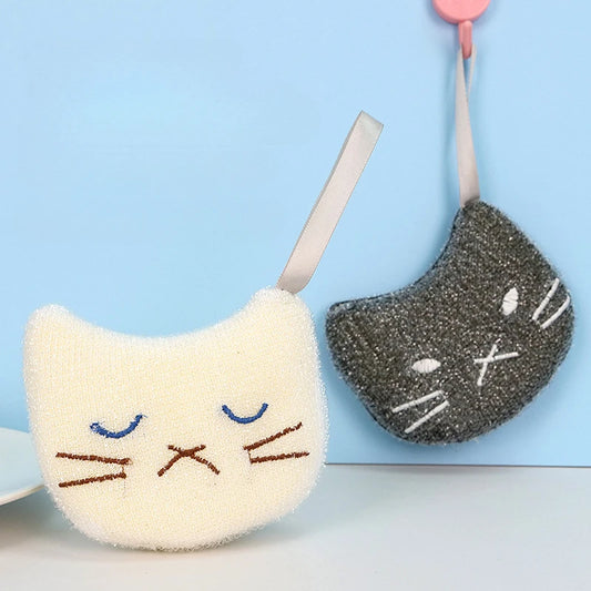 Cartoon Sponge Dish Cloths 4Pcs/Set Cleansing Sponge Kitchen Cleaning Tools Multifunctional Dishwashing Sponge Cute Pot Brush