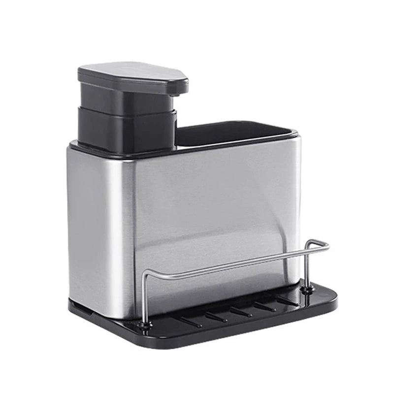 1pc Multi-Function Kitchen Sink Sponge Holder with Detergent Soap Dispenser Hand Soap Bottle with Storage Rack Storage Slot