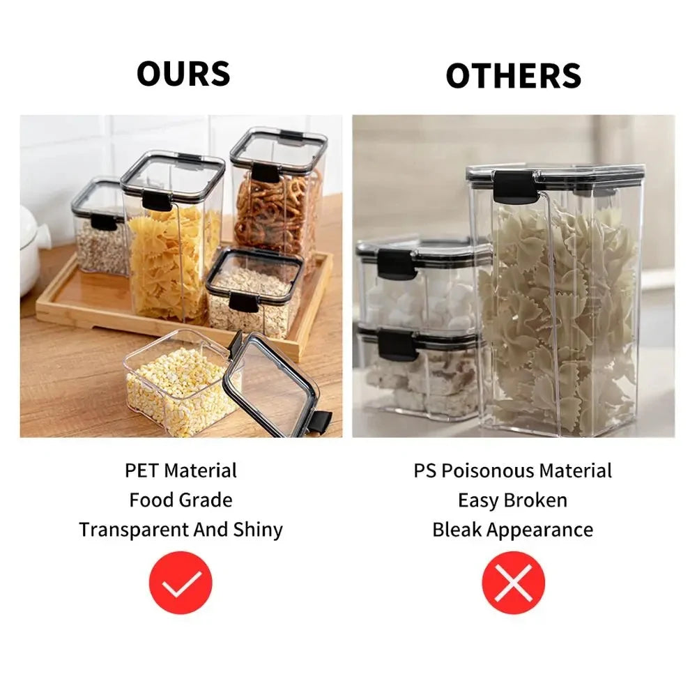 Food Storage Box Kitchen Containers Plastic Box Jars for Bulk Cereals Refrigerator Organizers for Pantry Organizer Jars With Lid