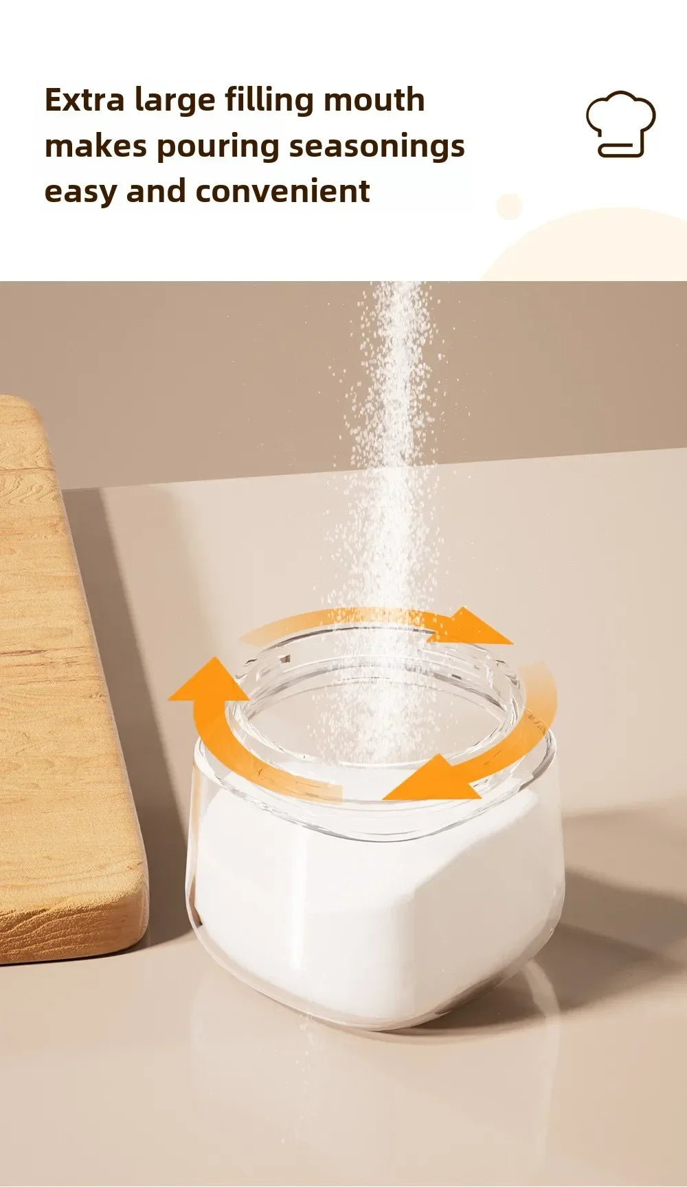 Transparent Glass Seasoning Jar Household Flip Cover with Spoon Chicken Essence Salt, Kitchen Monosodium Glutamate Seasoning Box