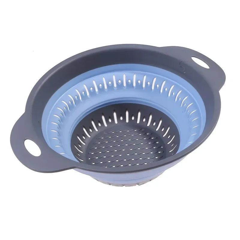 Folding Silicone Kitchen Storage Basket Multi-use Fruit Vegetable Drainer Foldable Kitchen Draining Organzier Kitchen Gadgets