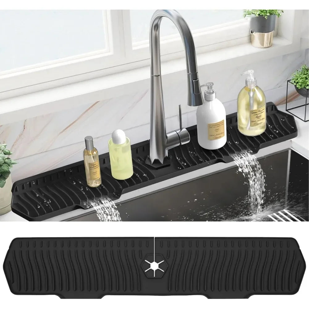 24/29.5inch Faucet Drain Pad Kitchen Household Anti-Splash Non-Slip Faucet Pad Dry Foldable Washing Countertop Soap Non-Slip Pad