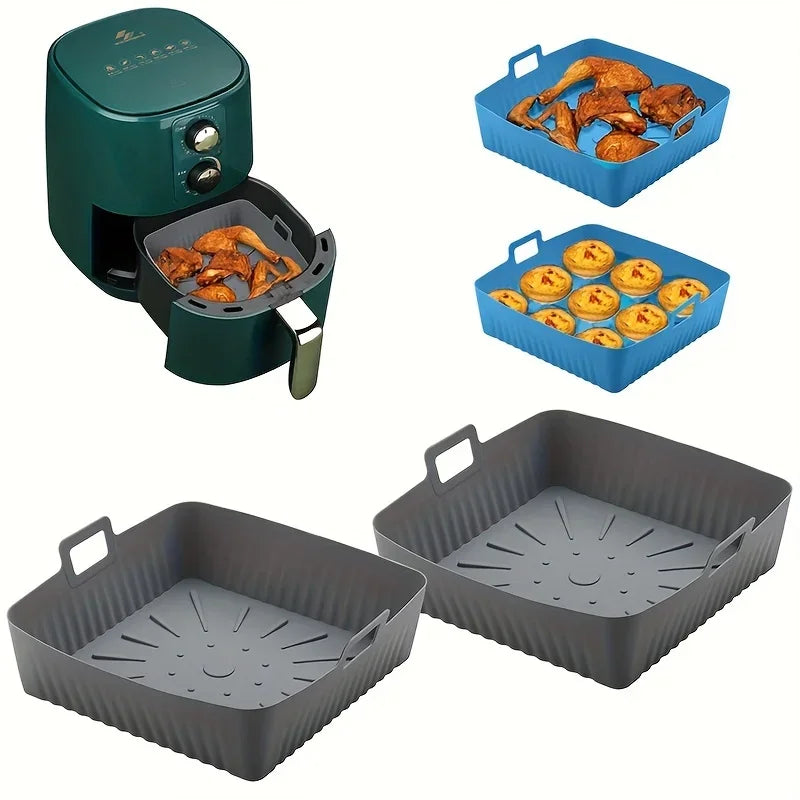 Air Fryer Silicone Liner Reusable Square Air Fryer Easy To Clean Oven Tray Heat Resistant Food Baking Kitchen Accessories
