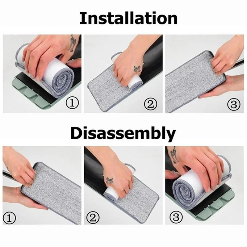 3-12pcs Microfiber Mop Pad Replacement Head Floor Cleaning Cloth Pads Flat Squeeze Hand Free Wringing Tools for Home, Kitchen